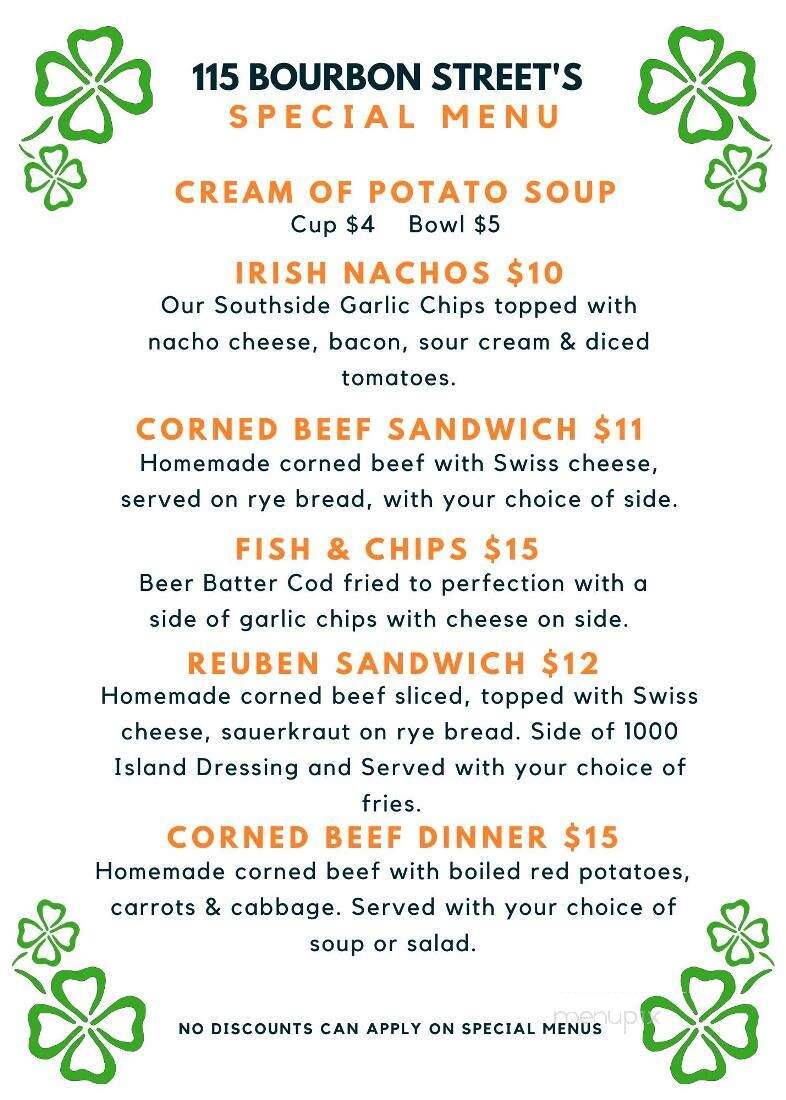115 Bourbon St - Merrionette Park, IL menu_pic