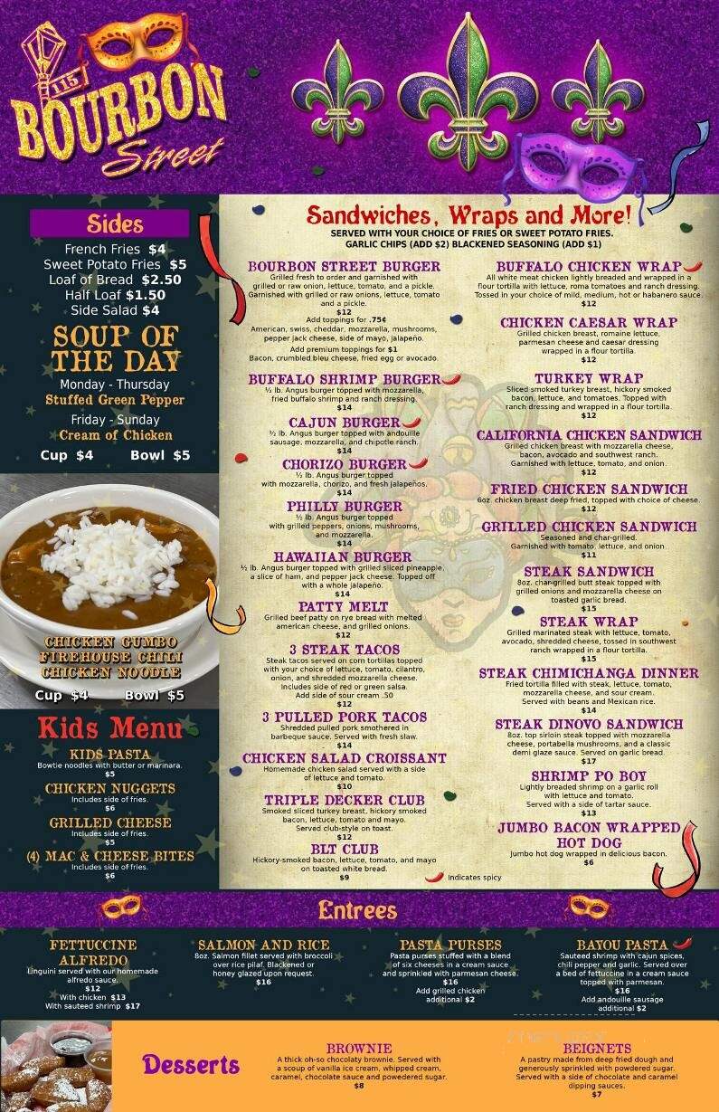 115 Bourbon St - Merrionette Park, IL menu_pic