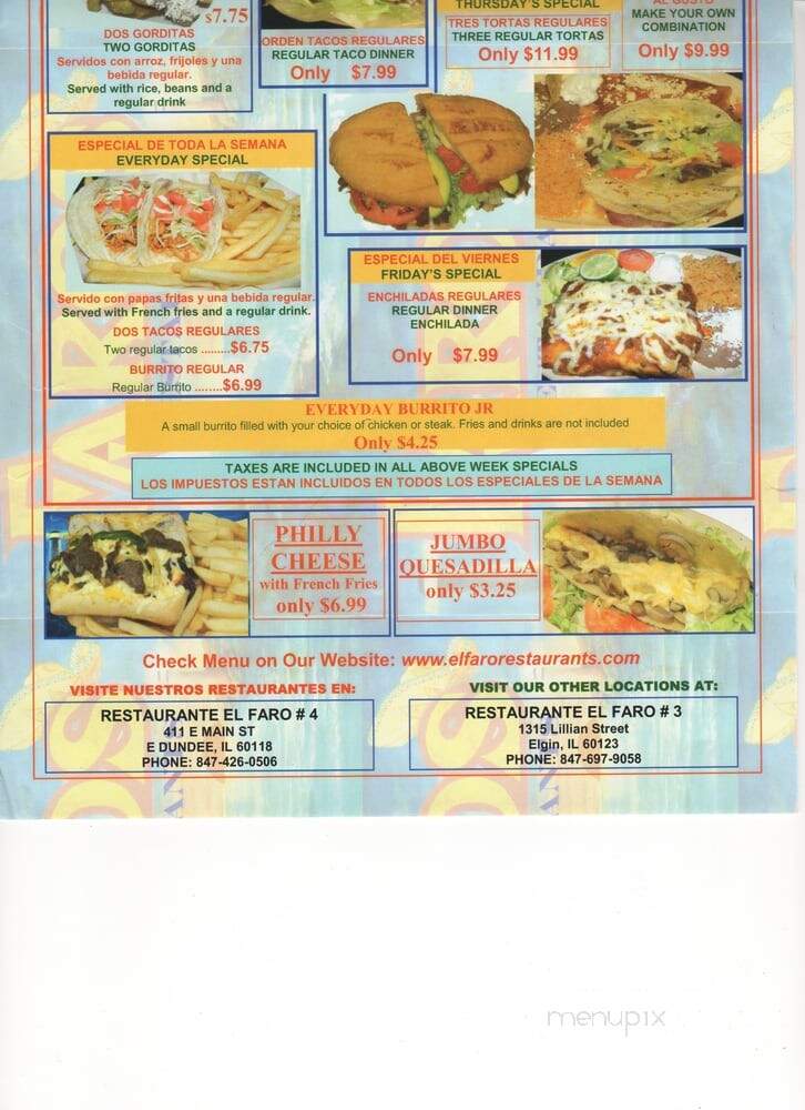 El Faro - Elgin, IL menu_pic