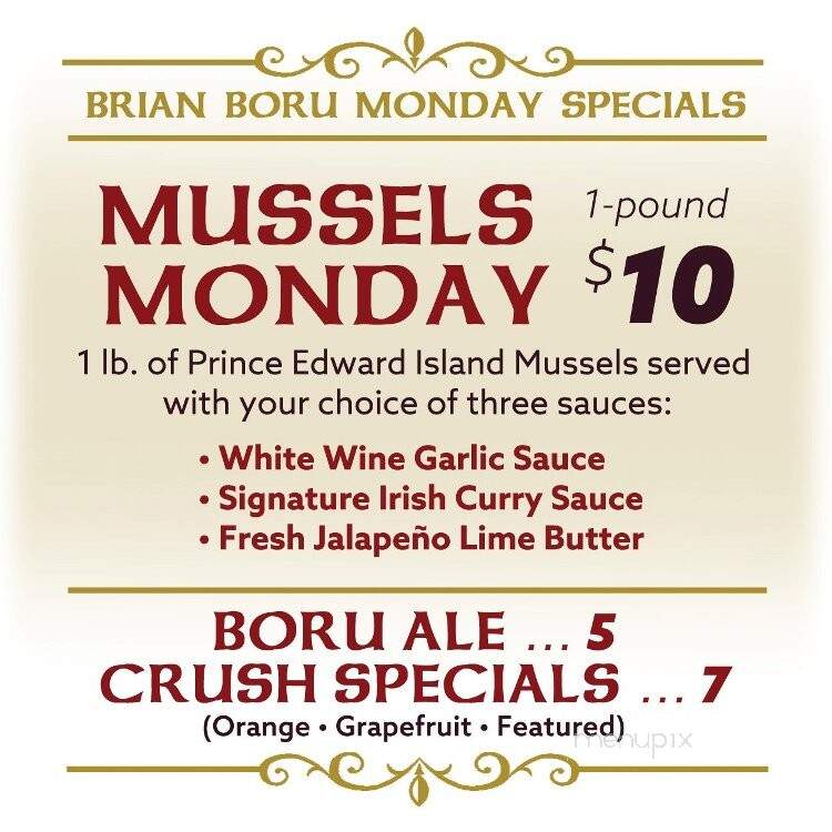 Brian Boru Restaurant & Pub - Severna Park, MD menu_pic