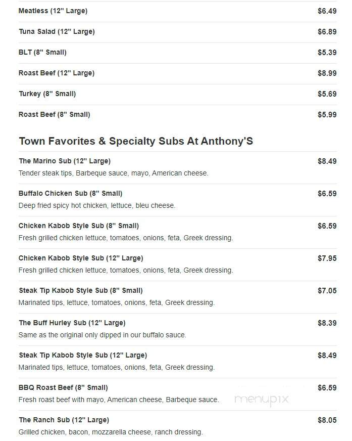 Anthony's Pizza & Subs - Marshfield, MA menu_pic