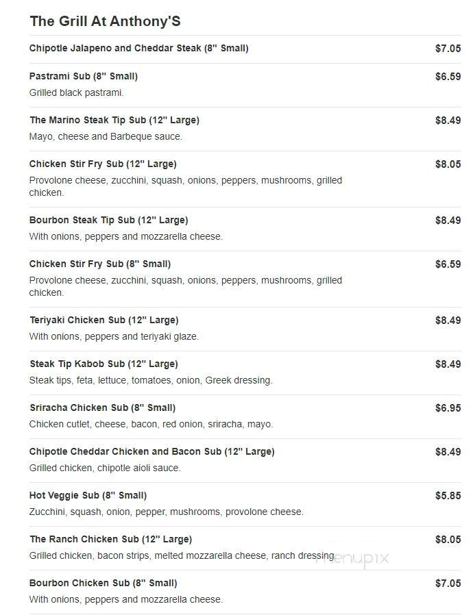 Anthony's Pizza & Subs - Marshfield, MA menu_pic