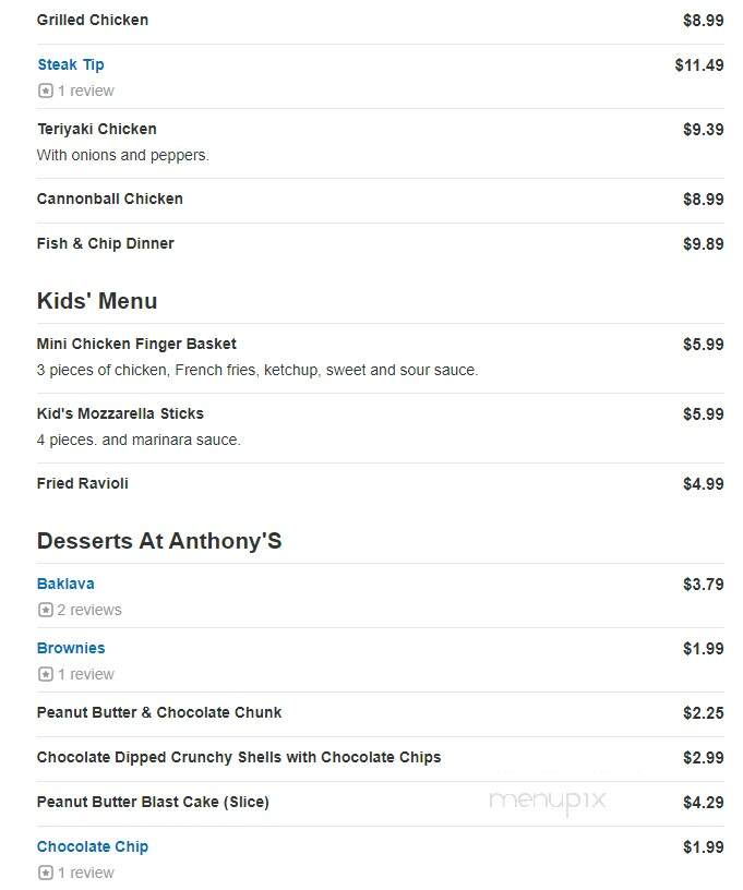 Anthony's Pizza & Subs - Marshfield, MA menu_pic
