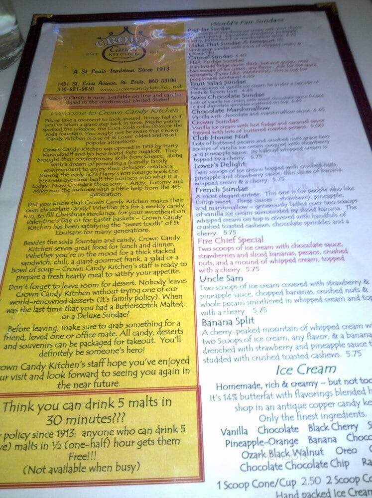 Crown Candy Kitchen - Saint Louis, MO menu_pic