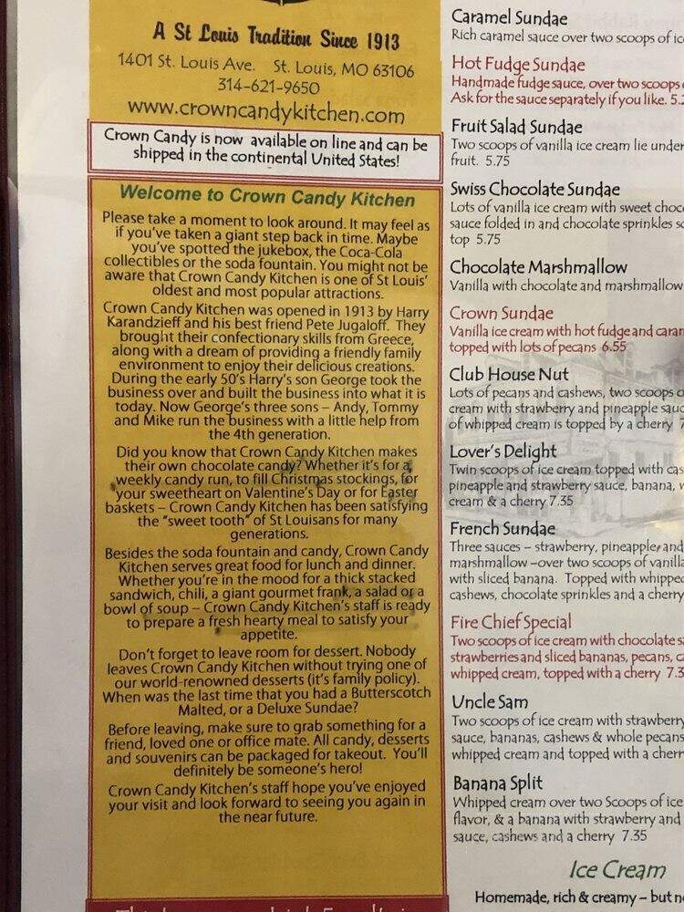 Crown Candy Kitchen - Saint Louis, MO menu_pic