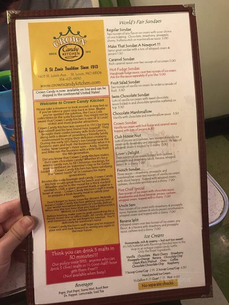 Crown Candy Kitchen - Saint Louis, MO menu_pic