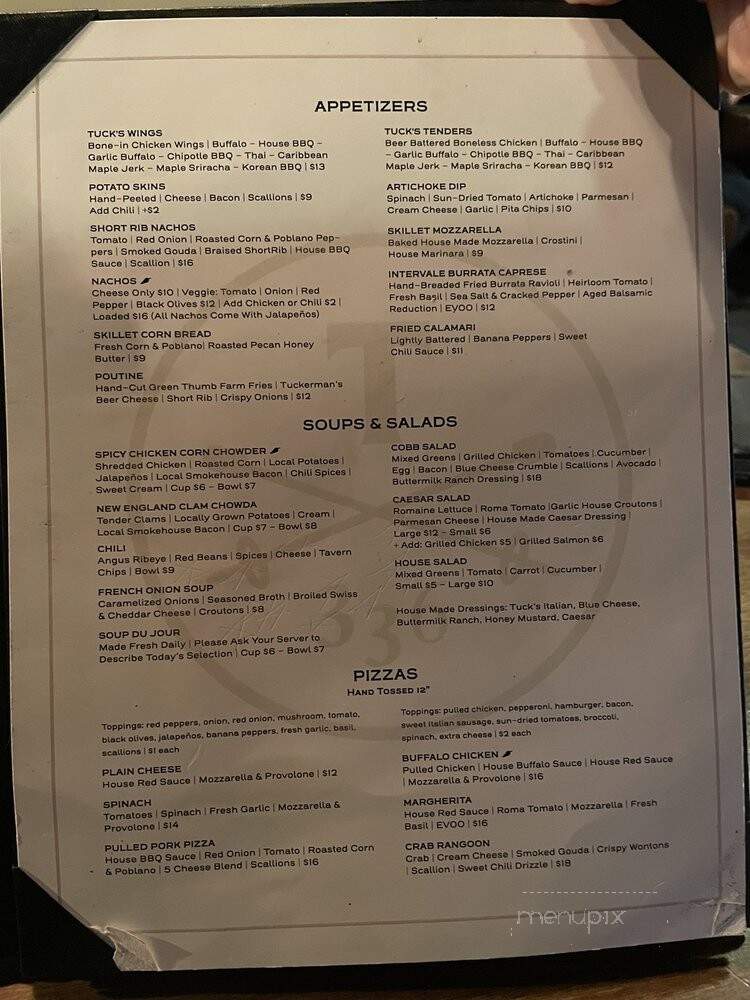 Tuckerman's Restaurant - Intervale, NH menu_pic