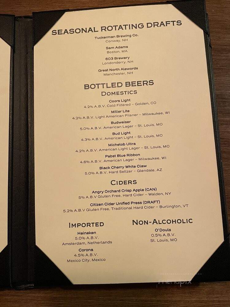 Tuckerman's Restaurant - Intervale, NH menu_pic