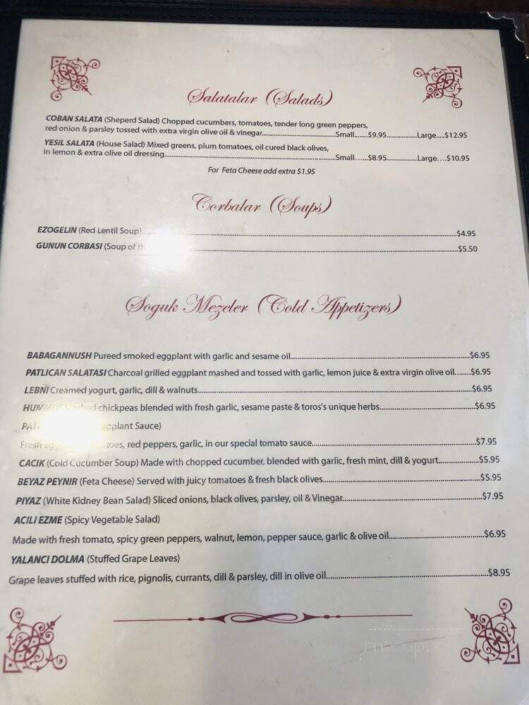 Toros Restaurant - Paterson, NJ menu_pic