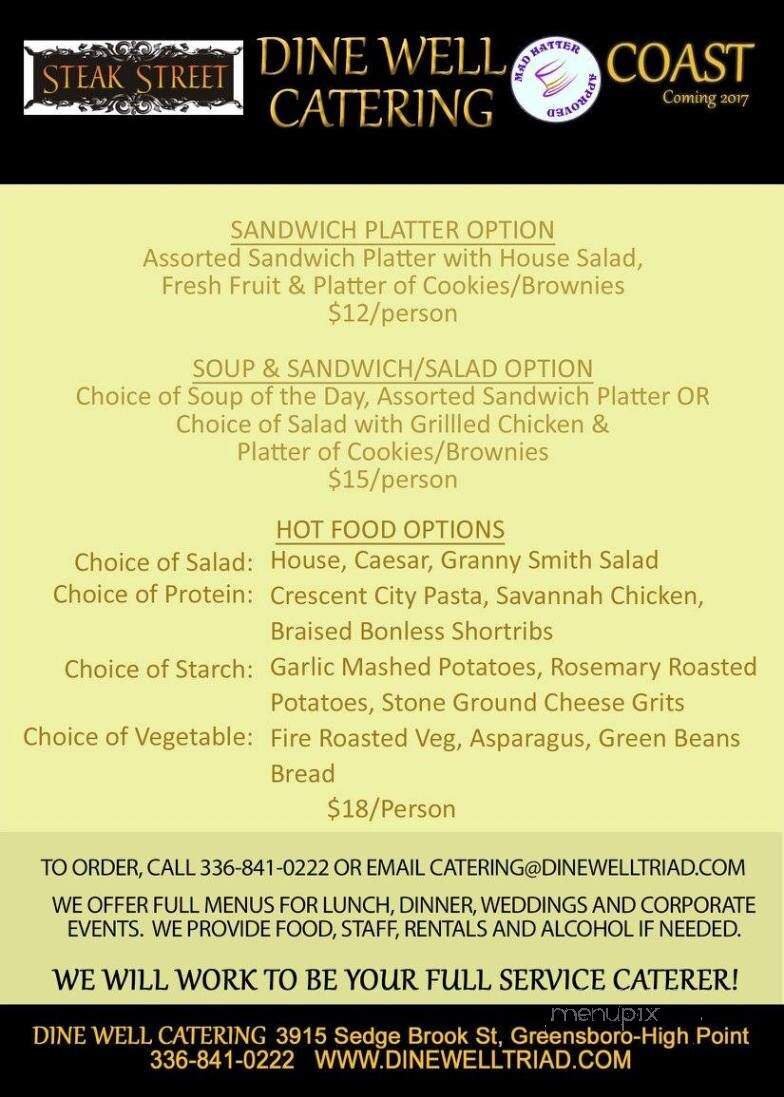 Steak Street Restaraunt - High Point, NC menu_pic