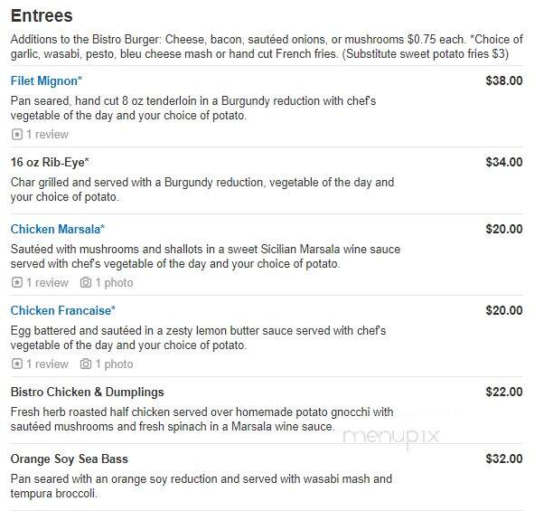 Bistro Bistro - Kingston, PA menu_pic