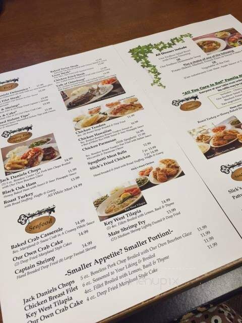 Slick's Ivy Stone Restaurant - Osterburg, PA menu_pic