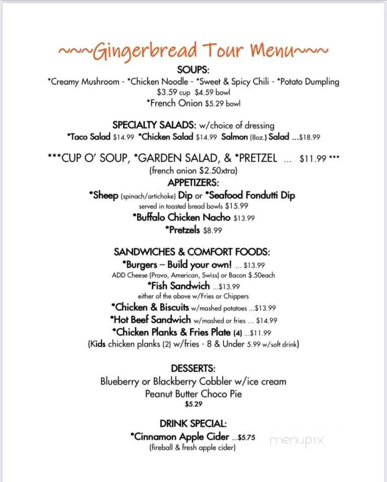 Trail's End - Cooksburg, PA menu_pic