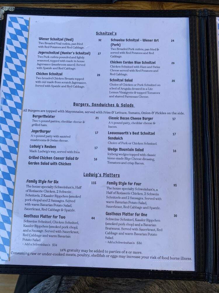 King Ludwig's Restaurant - Leavenworth, WA menu_pic