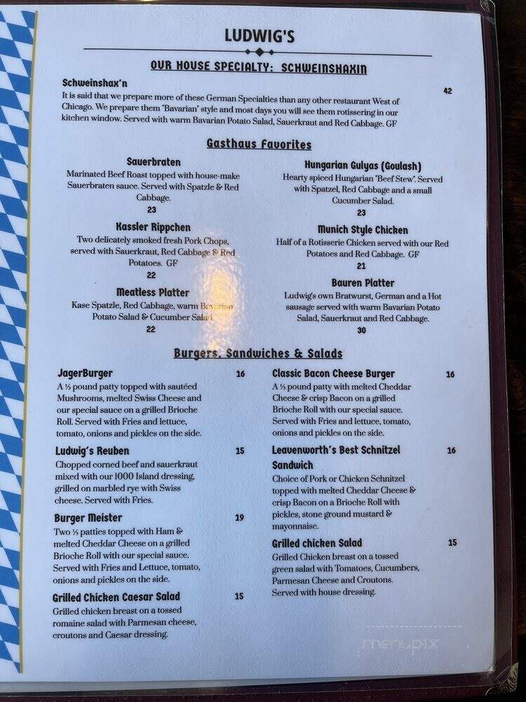 King Ludwig's Restaurant - Leavenworth, WA menu_pic