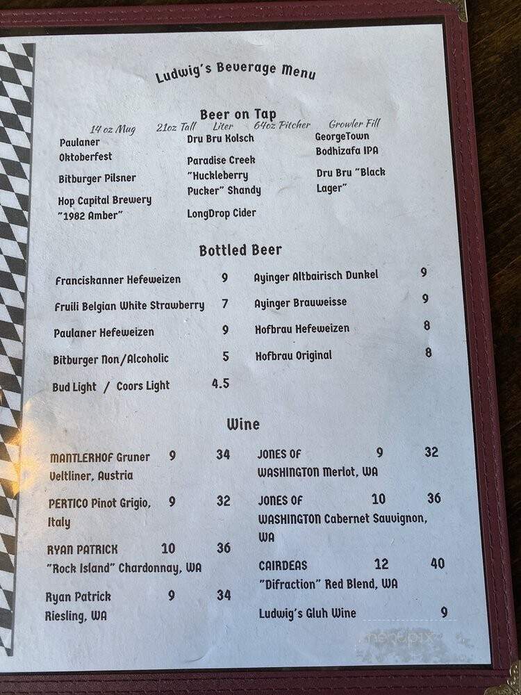 King Ludwig's Restaurant - Leavenworth, WA menu_pic