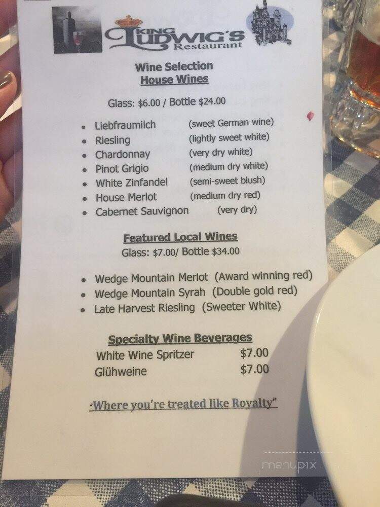 King Ludwig's Restaurant - Leavenworth, WA menu_pic