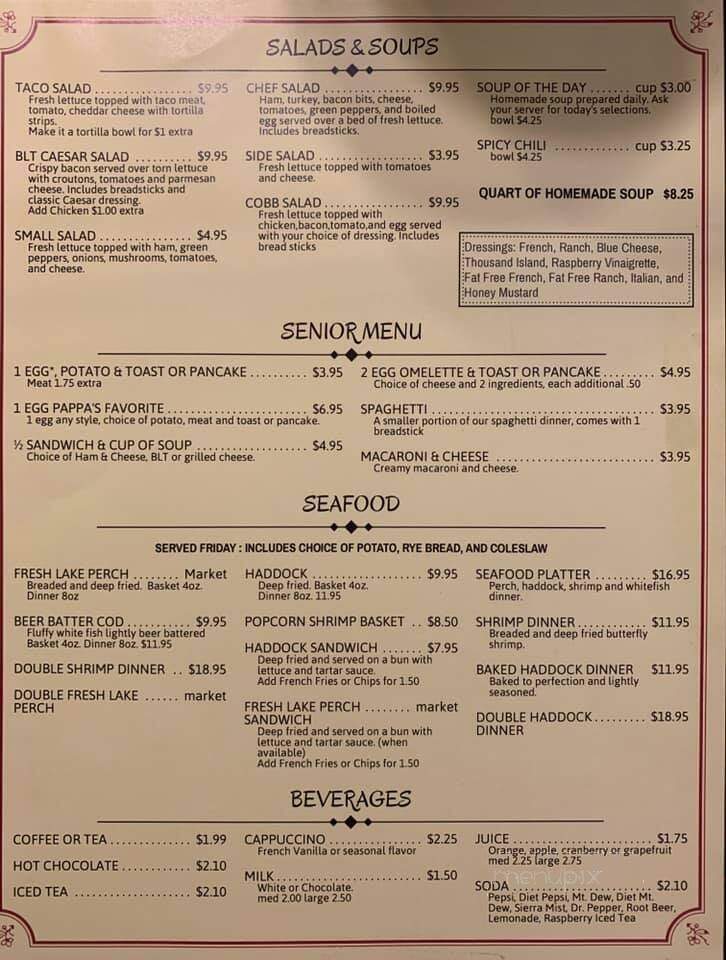 Pappa's Cafe - Neenah, WI menu_pic