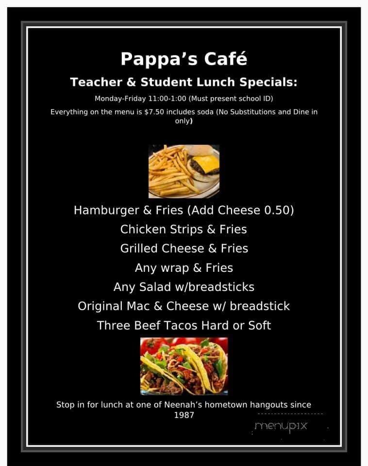 Pappa's Cafe - Neenah, WI menu_pic