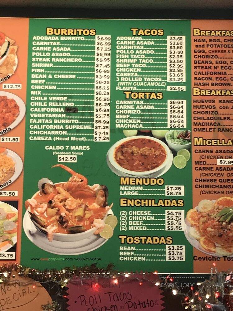 Salsa Mexican Food - Ramona, CA menu_pic