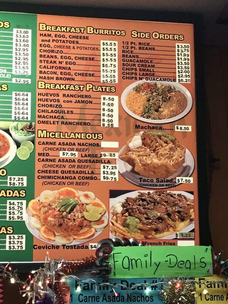 Salsa Mexican Food - Ramona, CA menu_pic
