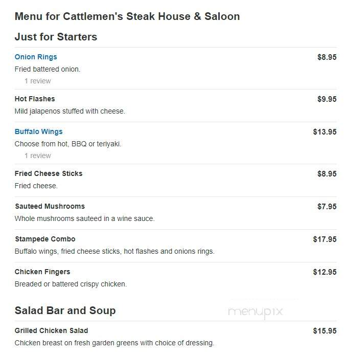 Cattlemen's Steak House - Greeley, CO menu_pic