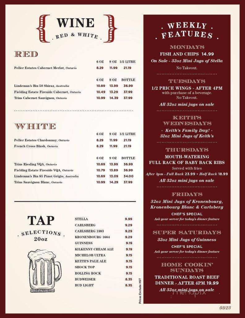 The Butcher & Banker Pub - Beamsville, ON menu_pic