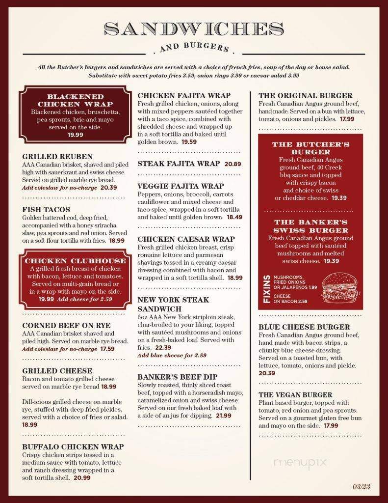 The Butcher & Banker Pub - Beamsville, ON menu_pic