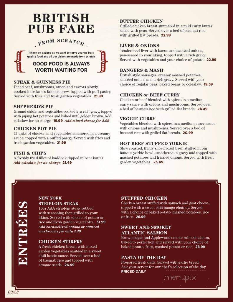 The Butcher & Banker Pub - Beamsville, ON menu_pic