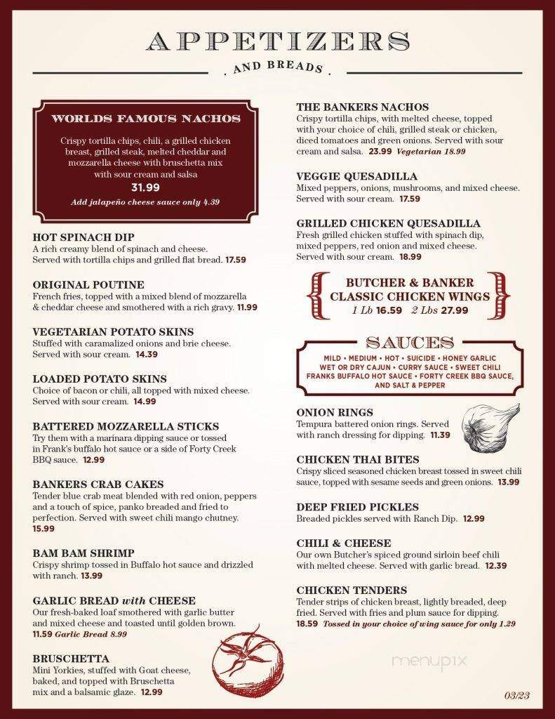The Butcher & Banker Pub - Beamsville, ON menu_pic