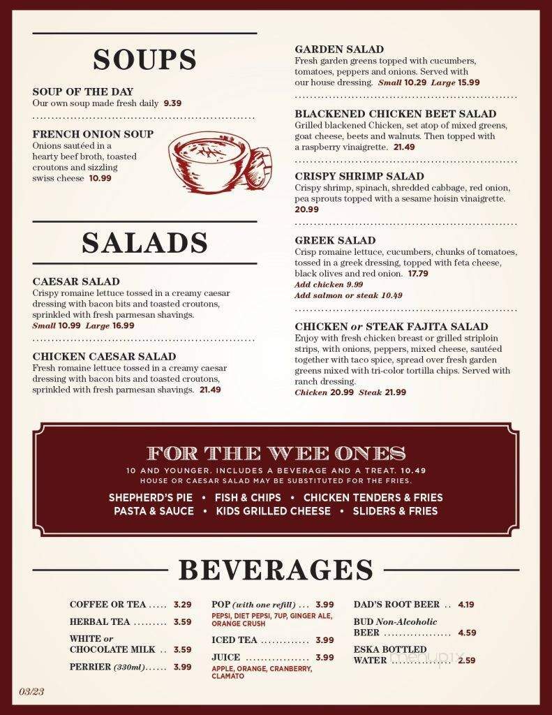 The Butcher & Banker Pub - Beamsville, ON menu_pic