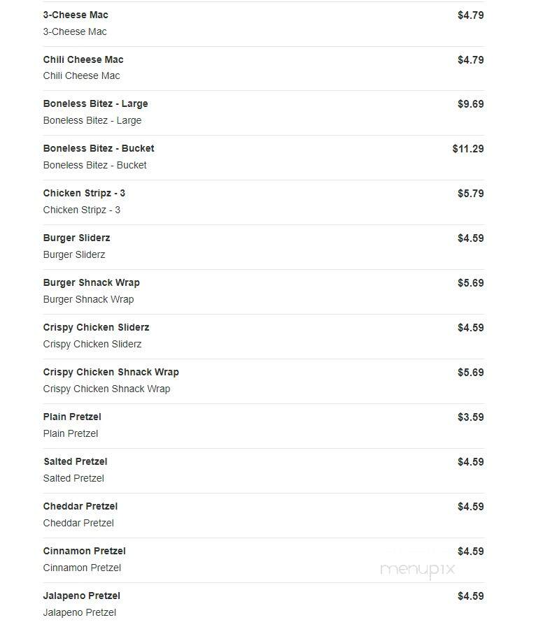Sheetz - Rocky Mount, NC menu_pic