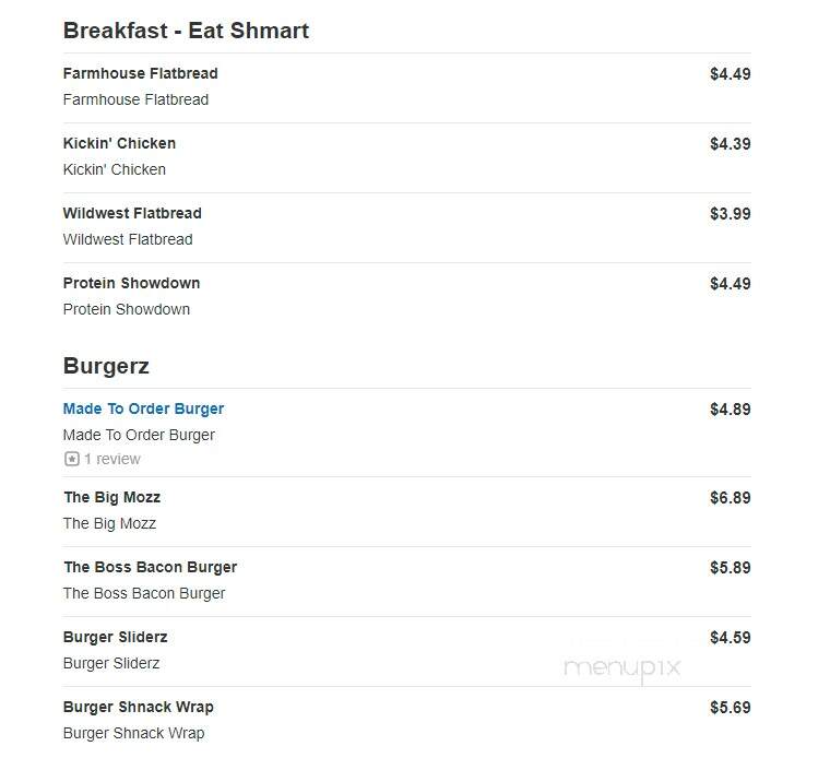 Sheetz - Rocky Mount, NC menu_pic