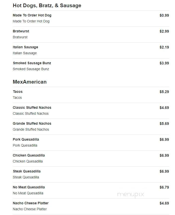 Sheetz - Rocky Mount, NC menu_pic