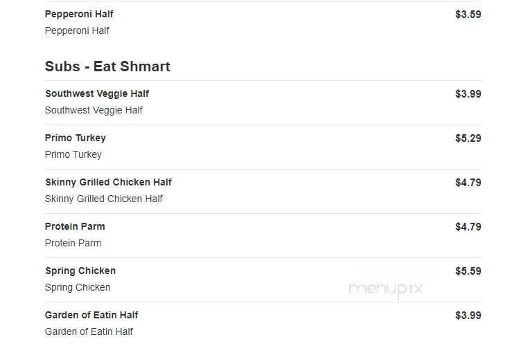 Sheetz - Rocky Mount, NC menu_pic