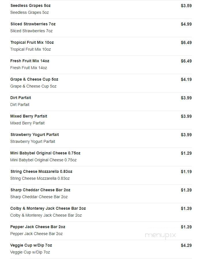 Sheetz - Rocky Mount, NC menu_pic