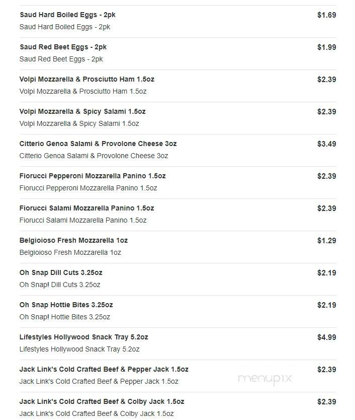 Sheetz - Rocky Mount, NC menu_pic