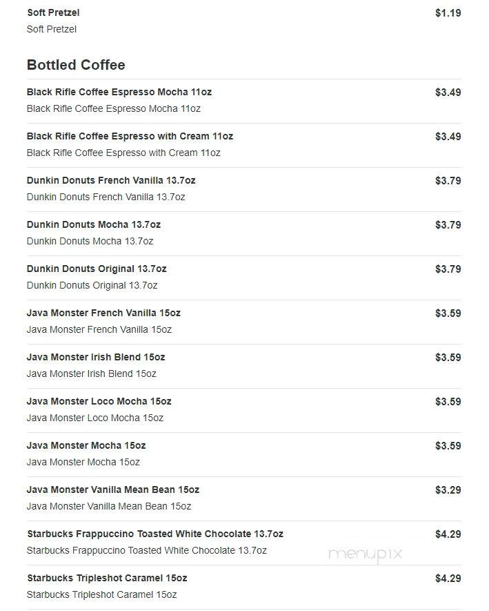 Sheetz - Rocky Mount, NC menu_pic
