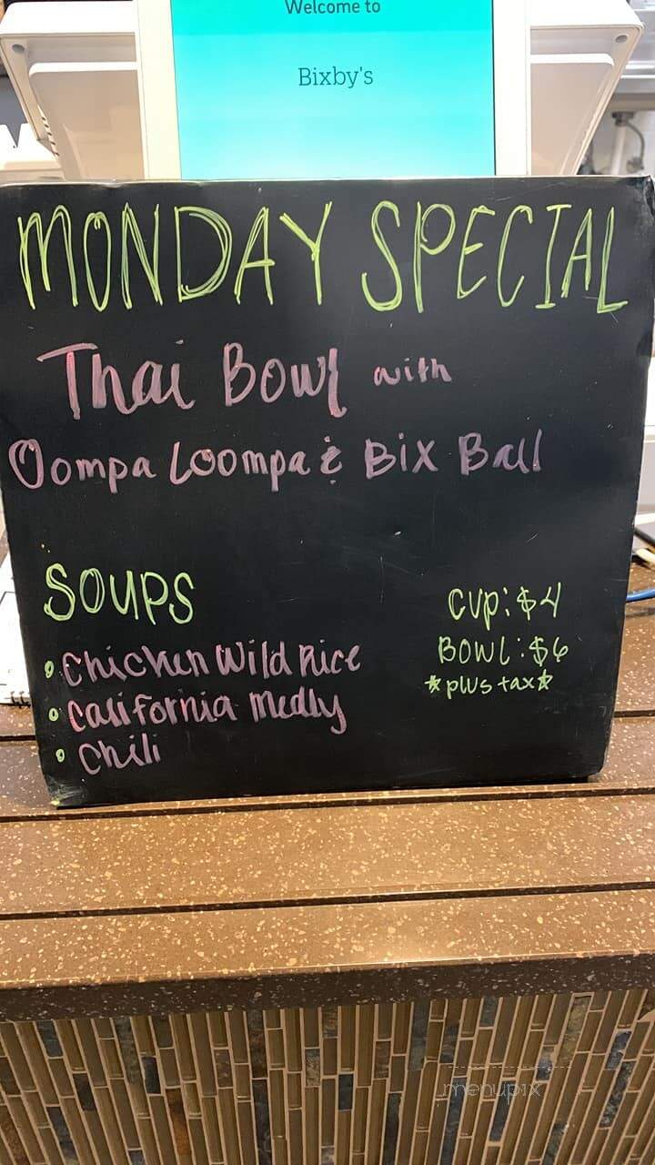 Bixby's - Grand Rapids, MN menu_pic