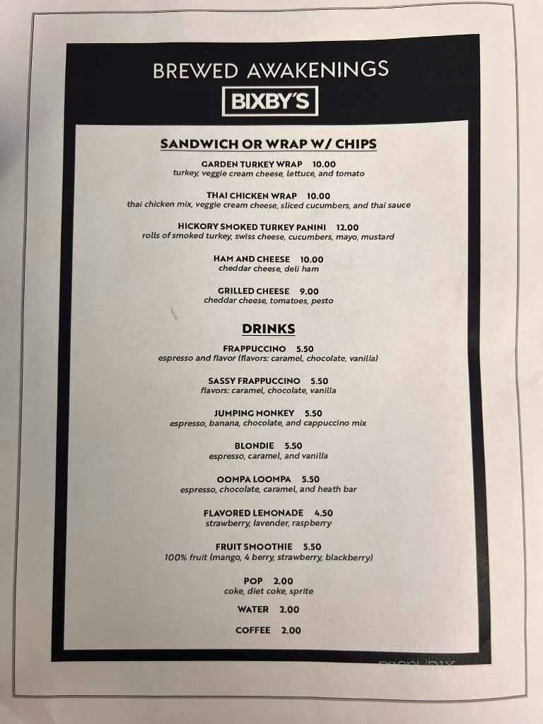 Bixby's - Grand Rapids, MN menu_pic