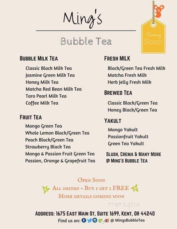 Ming's Bubble Tea - Kent, OH