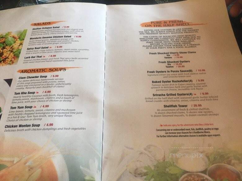 Sriracha Thai Bistro & Oyster Bar - Moline, IL menu_pic