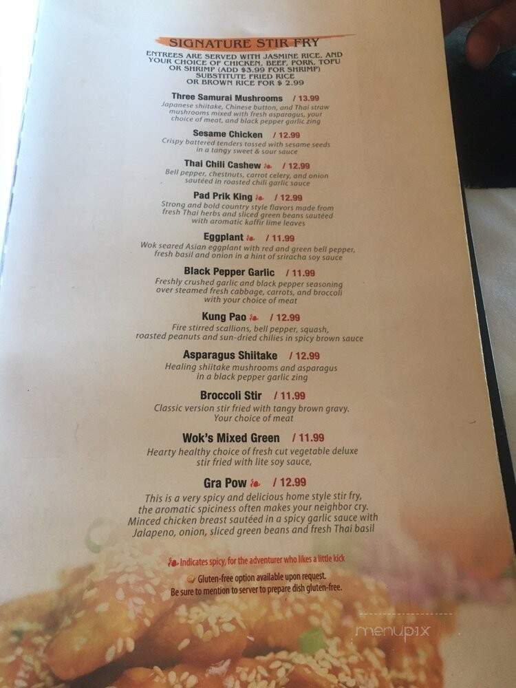 Sriracha Thai Bistro & Oyster Bar - Moline, IL menu_pic