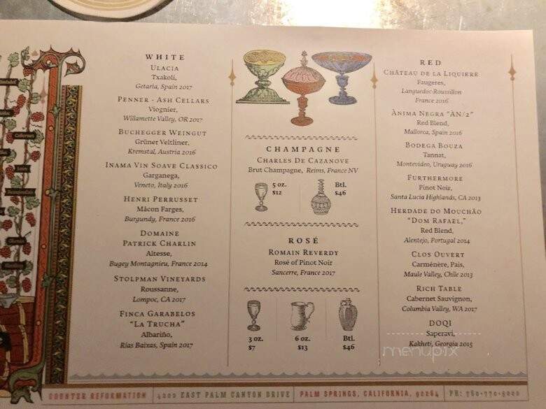 Counter Reformation - Palm Springs, CA menu_pic