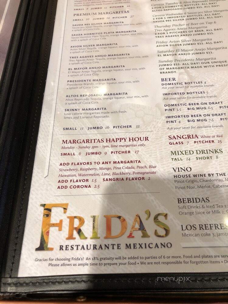 Frida's Restaurante Mexicano - Collierville, TN menu_pic