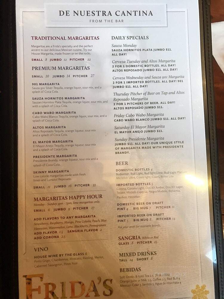 Frida's Restaurante Mexicano - Collierville, TN menu_pic