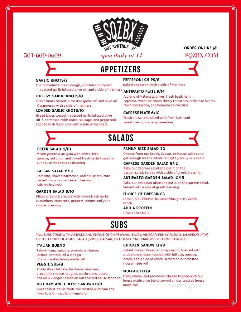 SQZBX Brewery & Pizza - Hot Springs, AR menu_pic