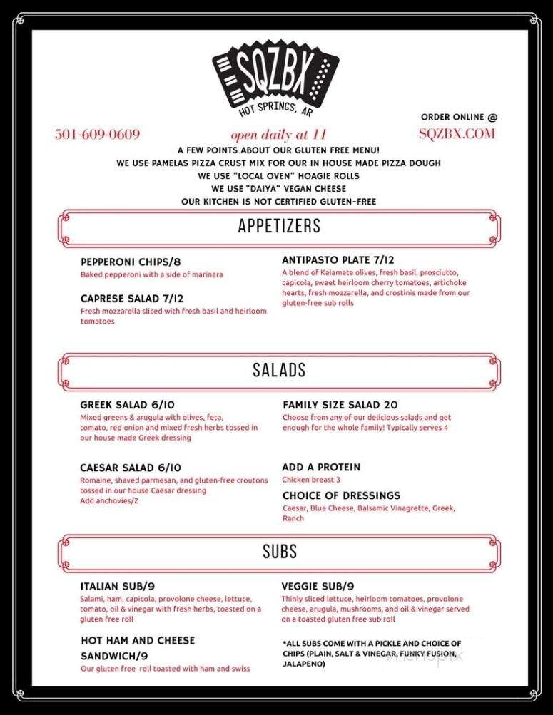 SQZBX Brewery & Pizza - Hot Springs, AR menu_pic