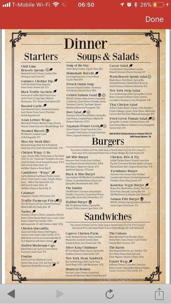 General Store Restaurant - Nelson, BC menu_pic