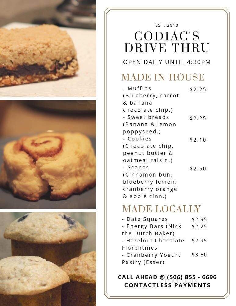 Cafe Codiac - Moncton, NB menu_pic